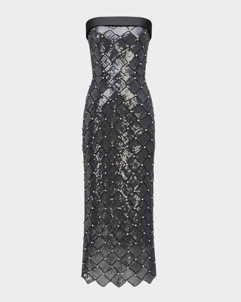 Strapless Sequin Column Midi Dress